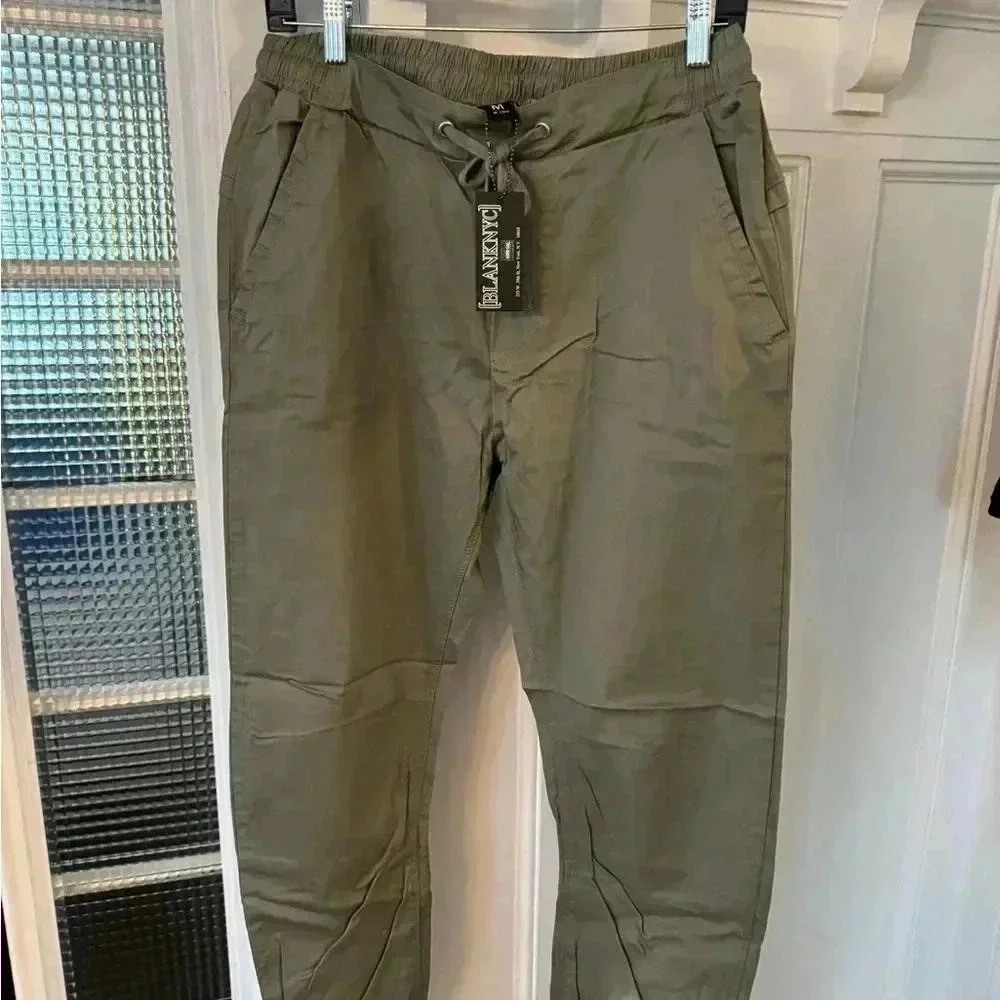 Blanknyc olive green men’s joggers stretch drawstring waist size medium